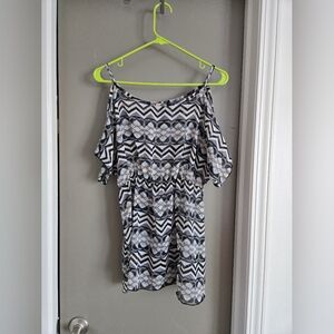 Black and White Geometric Patterned Romper